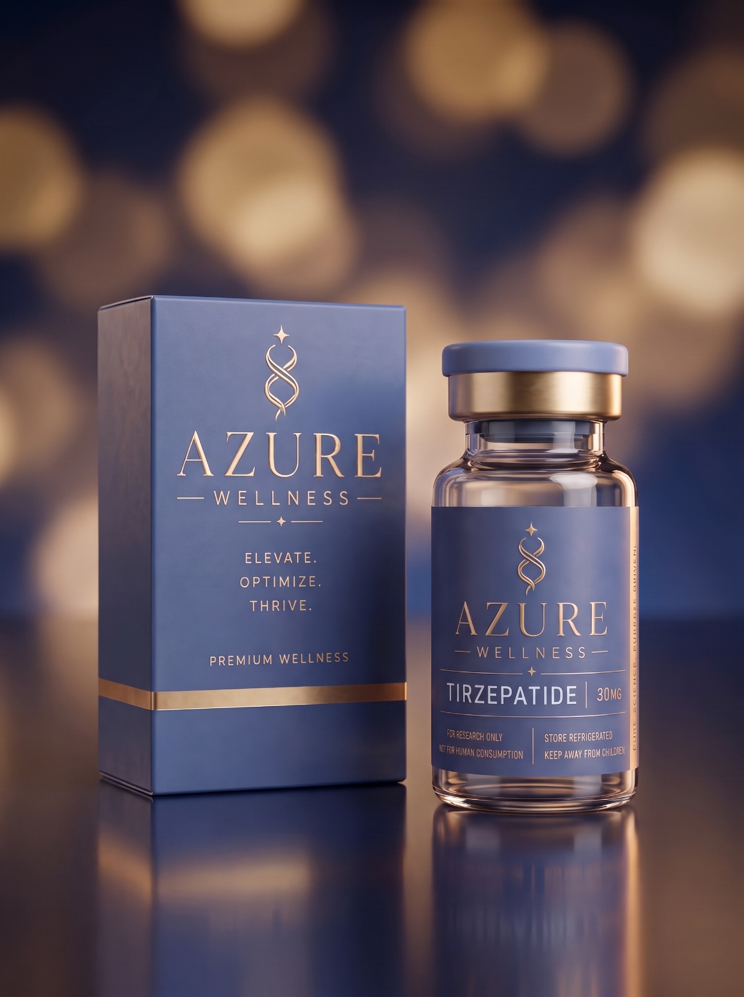 Azure Wellness peptide vial and packaging